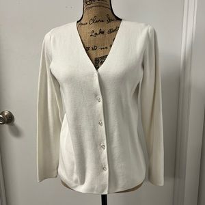 Ambra Medium white button down cardigan